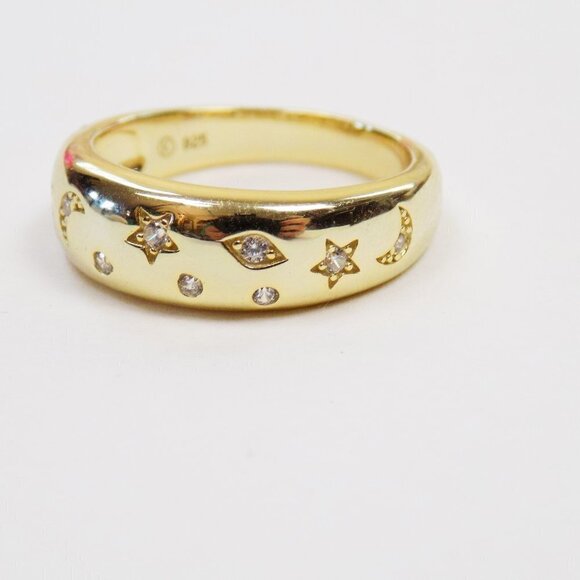 new with box! celestial dome ring band moon stars evil eye cz - Picture 5 of 7
